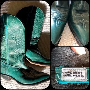YEE-HAW! Vtg  cowboy boots green & turquoise